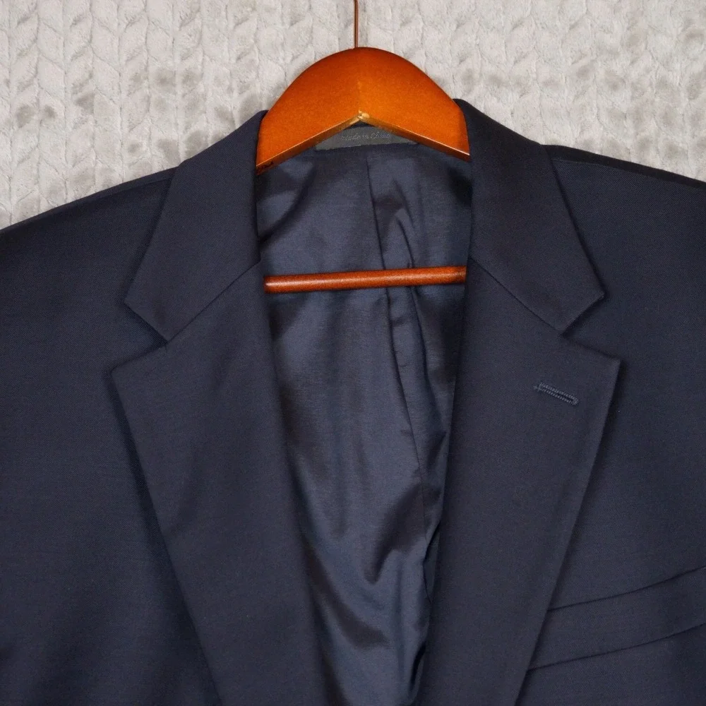 Lauren Ralph Lauren Blazer Men 42L Navy Gold Button Wool Blend Sport Coat (Fair)